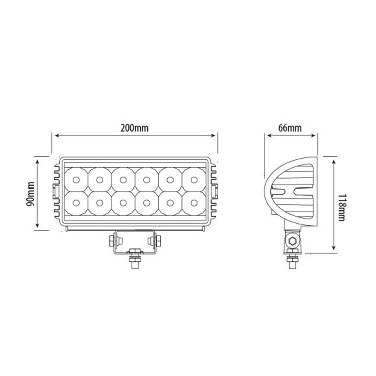 LED work light rectangular 36 watts 2700 lumens 